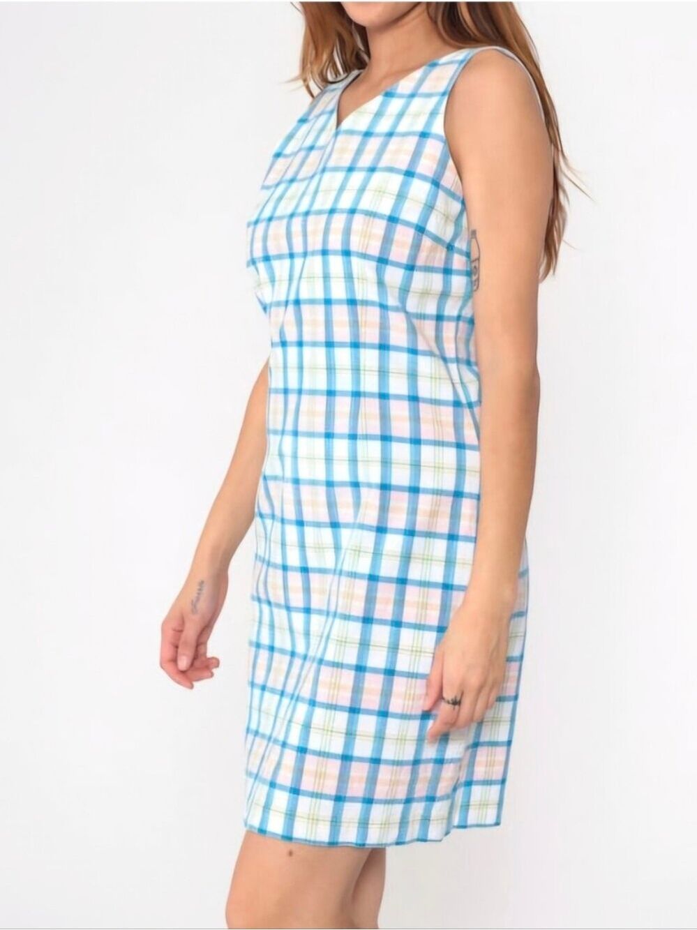 90s Vintage Tommy Hilfiger Plaid Cotton Sleeveless Mini Dress Size 4